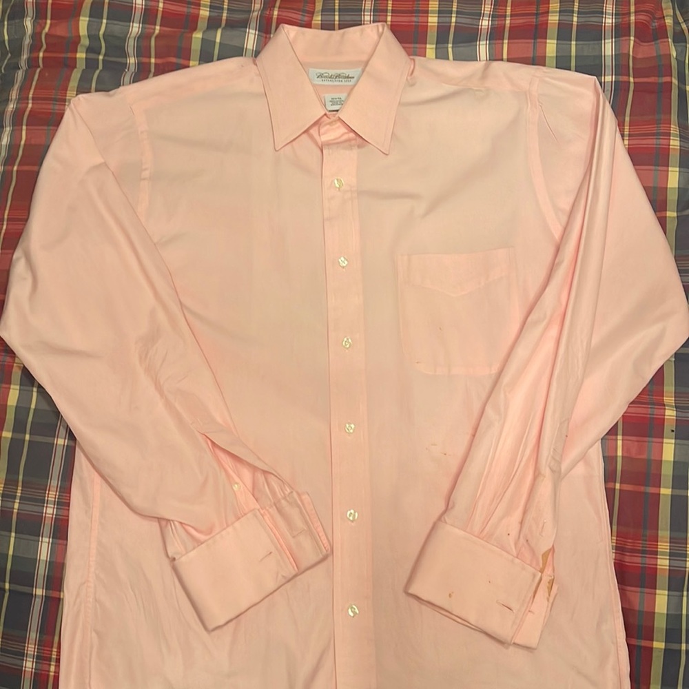 Men’s Brooks Brothers Cotton LS DresShrt Pink 15.5 neck / 34 sleeve French cuffs